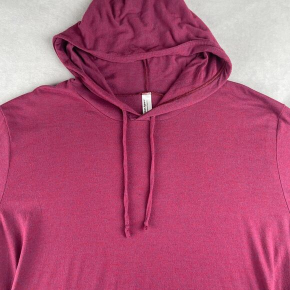American Apparel Hoodie Mens L Burgundy Tri-Blend Lightweight Soft Long Sleeve - Picture 2 of 7